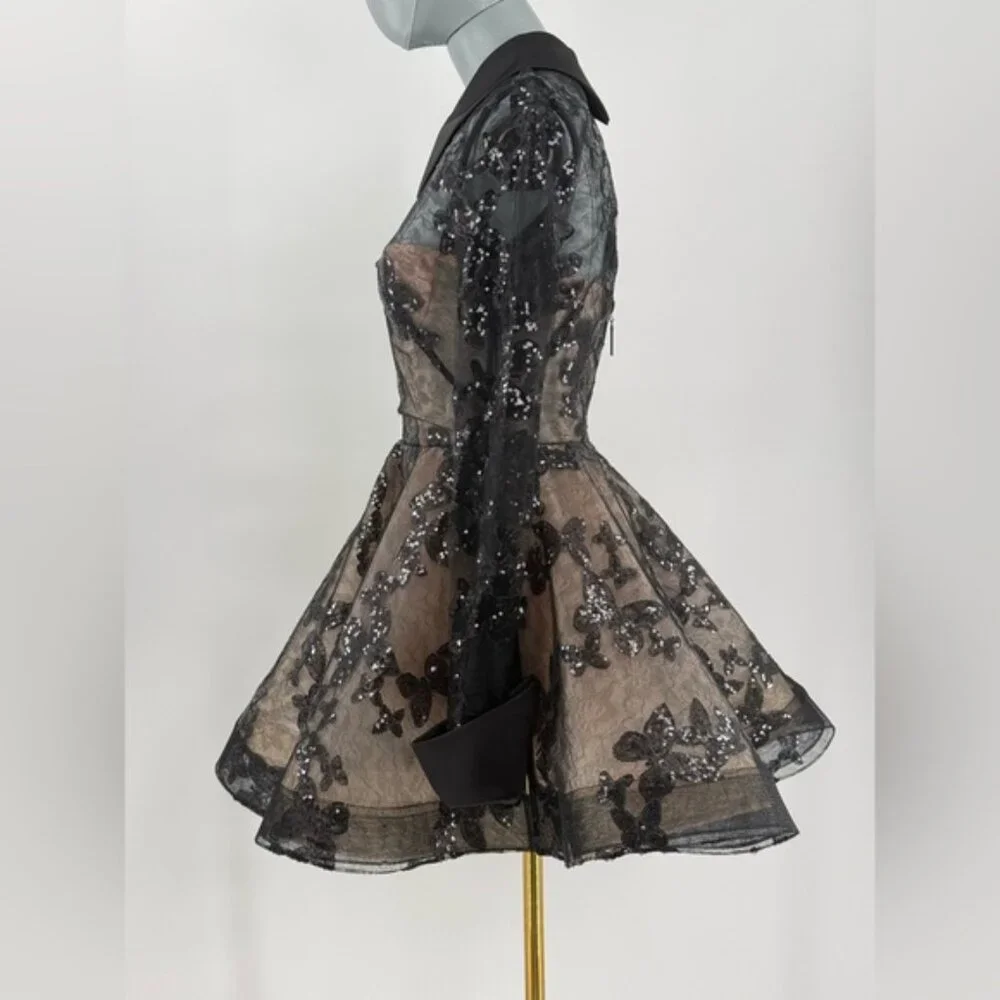 🆕 BRONX & BANCO 🧿 NWOT Maraya Jasmine Black Sequin Lace Mini Dress, Sz XS US 2 - Picture 8 of 15